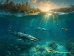 Beneath Caribbean Waves Mixed Media picture Surreal Art desktop background