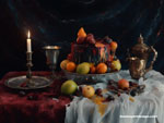 Gothic Elegance: Fruits and Candlelight