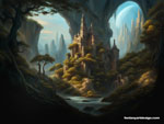 Mystic Enclave: Castle of the Hidden Cave Generative Art